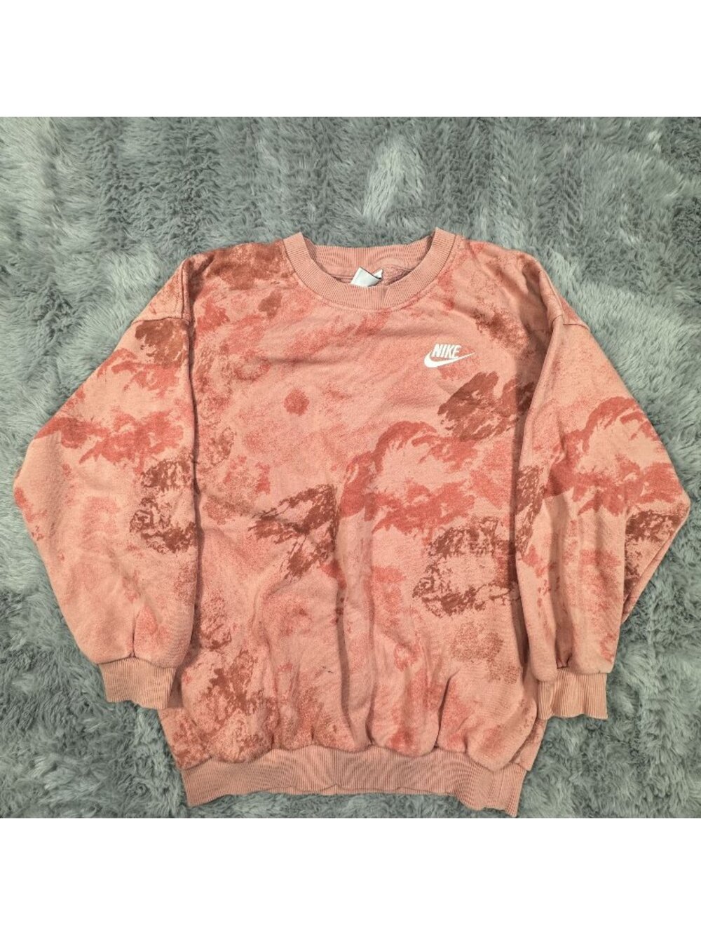 Nike Tie Dye Crewneck Sweatshirt Medium Pink White Logo Graphics M